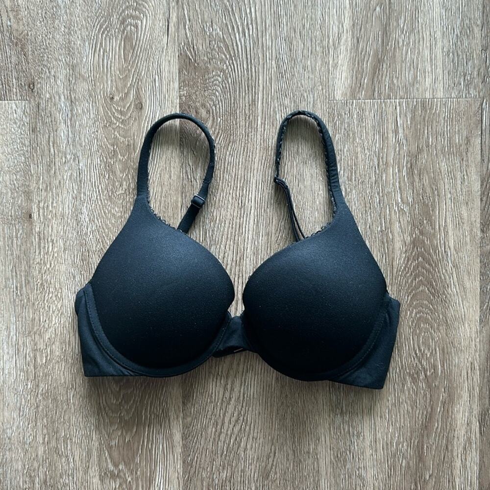 Victoria's Secret Perfect Coverage Underwire Bra Black 32D Adjustable